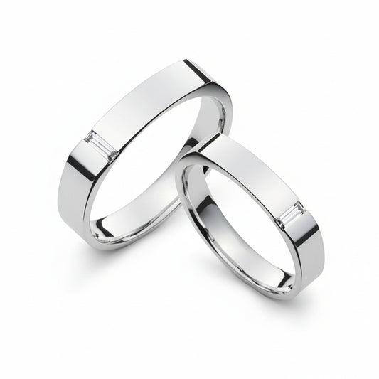 Linear Matching Silver Couple Ring 