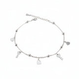 Lock & Key Charm Silver Anklet for women 