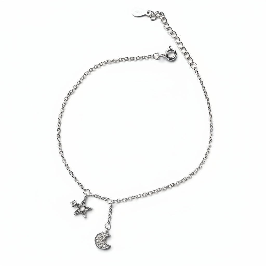 Luna Star Silver Anklet for women 