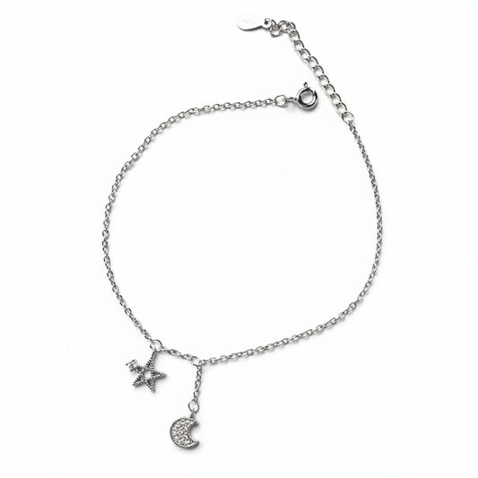 Luna Star Silver Anklet for women 