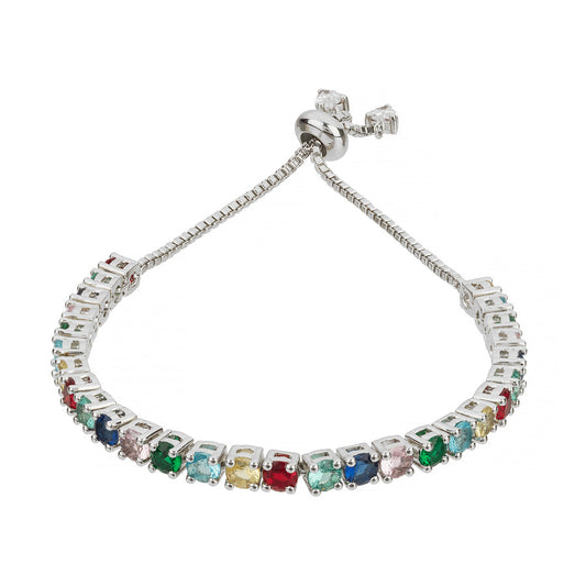 Rainbow Tennis Silver Bracelet For Women