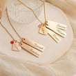 Custom Letter Name Necklace with Heart & Cuboid