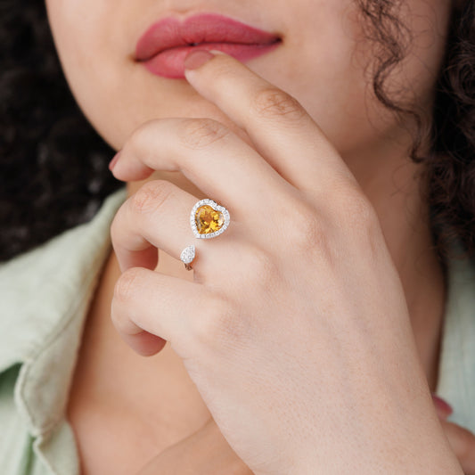 Heart of Gold Sterling Silver Ring for Women