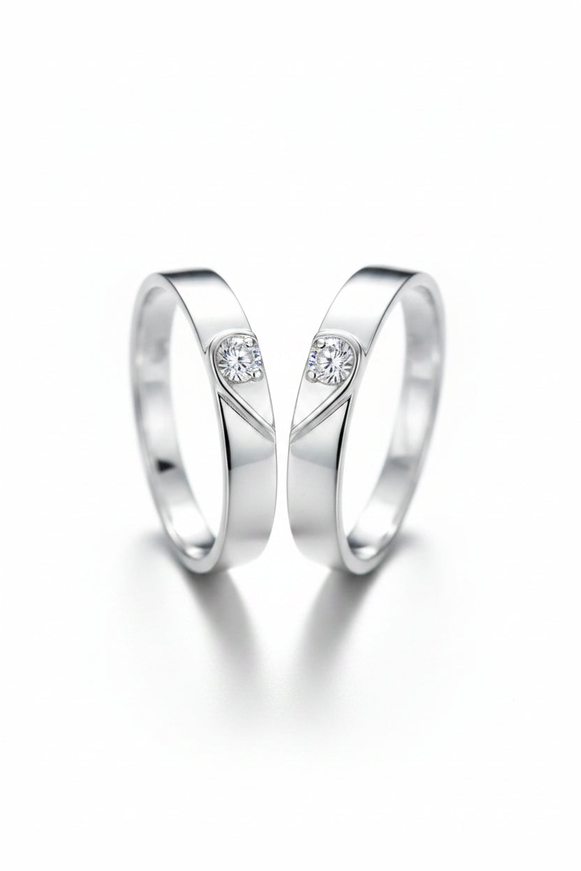 Matching Plain Bands Silver Couple aRing 
