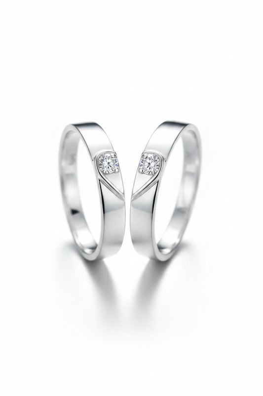 Matching Plain Bands Silver Couple aRing 