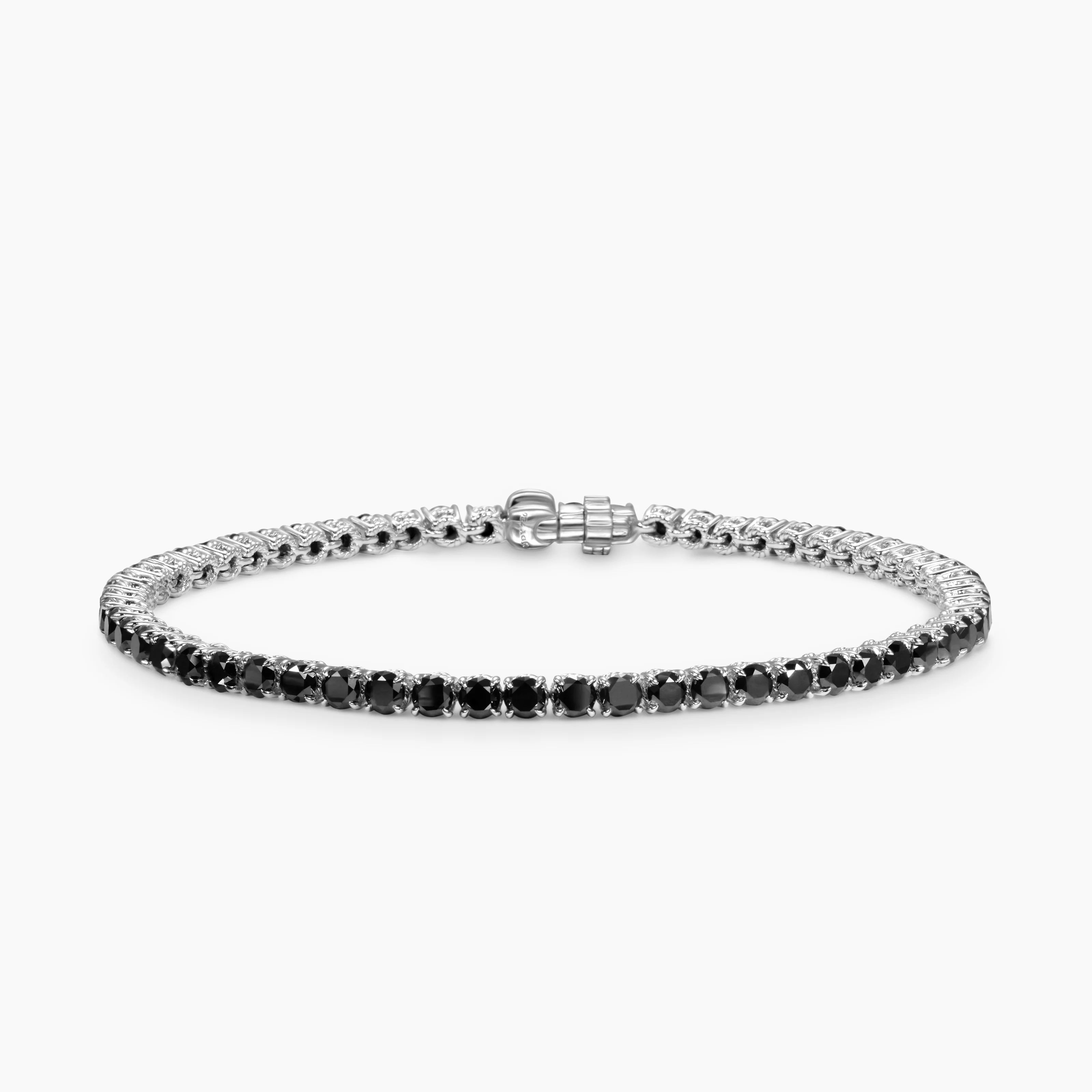 Midnight Onyx Men's Silver Bracelet 