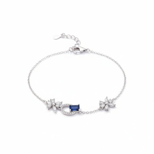 Oceanic Radiant Floral Silver Bracelet For Women