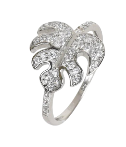 FloraLeaf Zirconia Diamond Silver Ring
