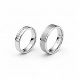 Parallel Groove Silver Couple Ring Set 