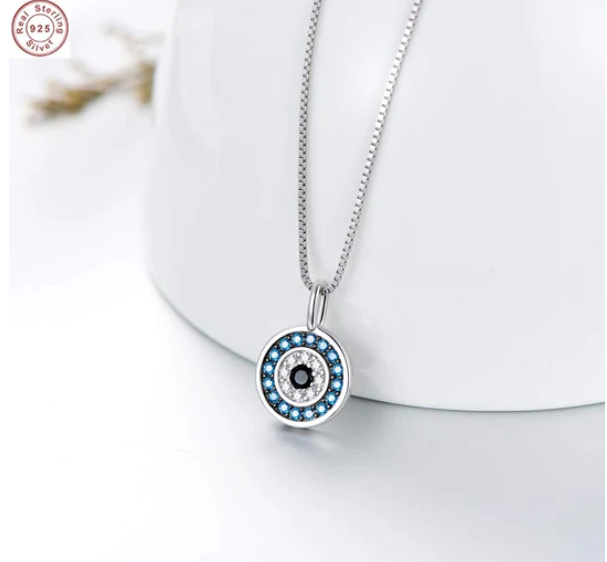 Blue Horizon Round Silver Necklace For Women