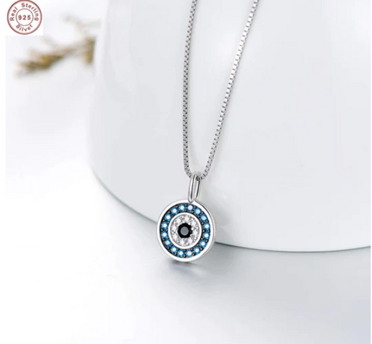 Blue Horizon Round Silver Necklace For Women