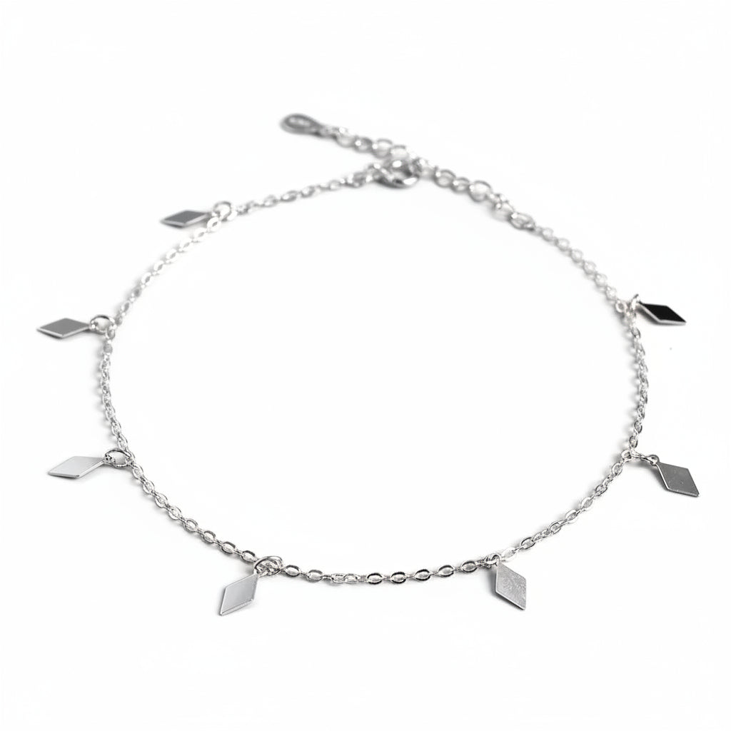Rhombus Silver Anklet for women 