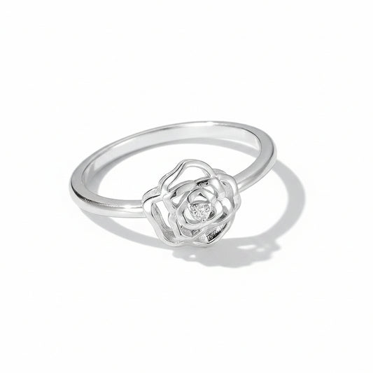 Rose Bloom Silver Ring for Women