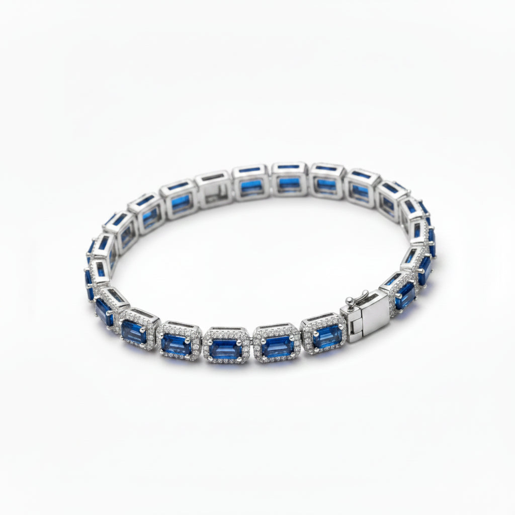Royal Azure Halo Men's Silver Bracelet 
