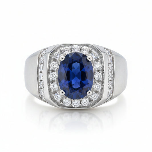 Royal Cobalt Signet Silver Ring for Men