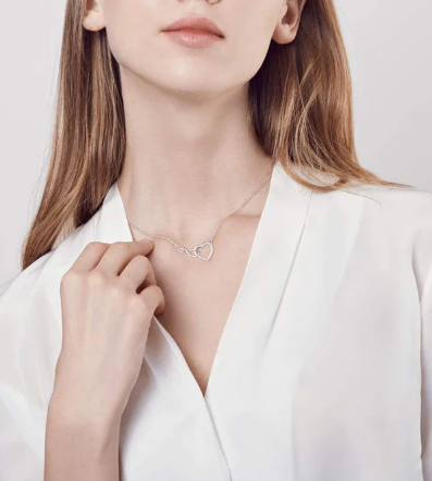 Heartbound Infinity CZ Diamond Silver Necklace For Women