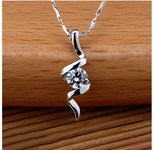 Pure Serenity CZ Diamond Silver Necklace For Women