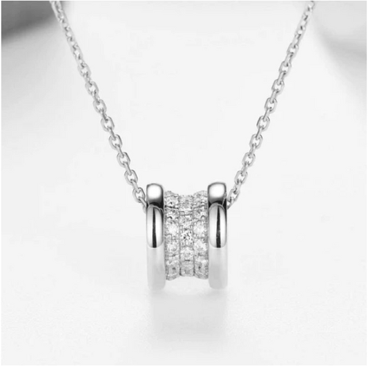 Droplet Circle CZ Diamond Silver Necklace For Women