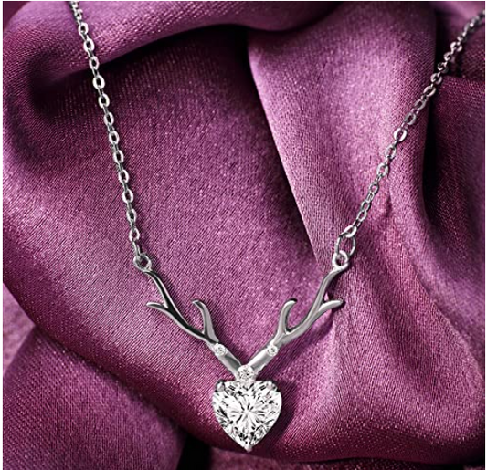 Starry Heart CZ Diamond Silver Necklace For Women