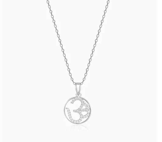 Om Design Zircon Silver Necklace For Women