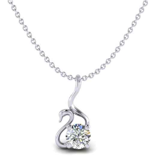 Sleek Swan CZ Diamond Silver Necklace For Women