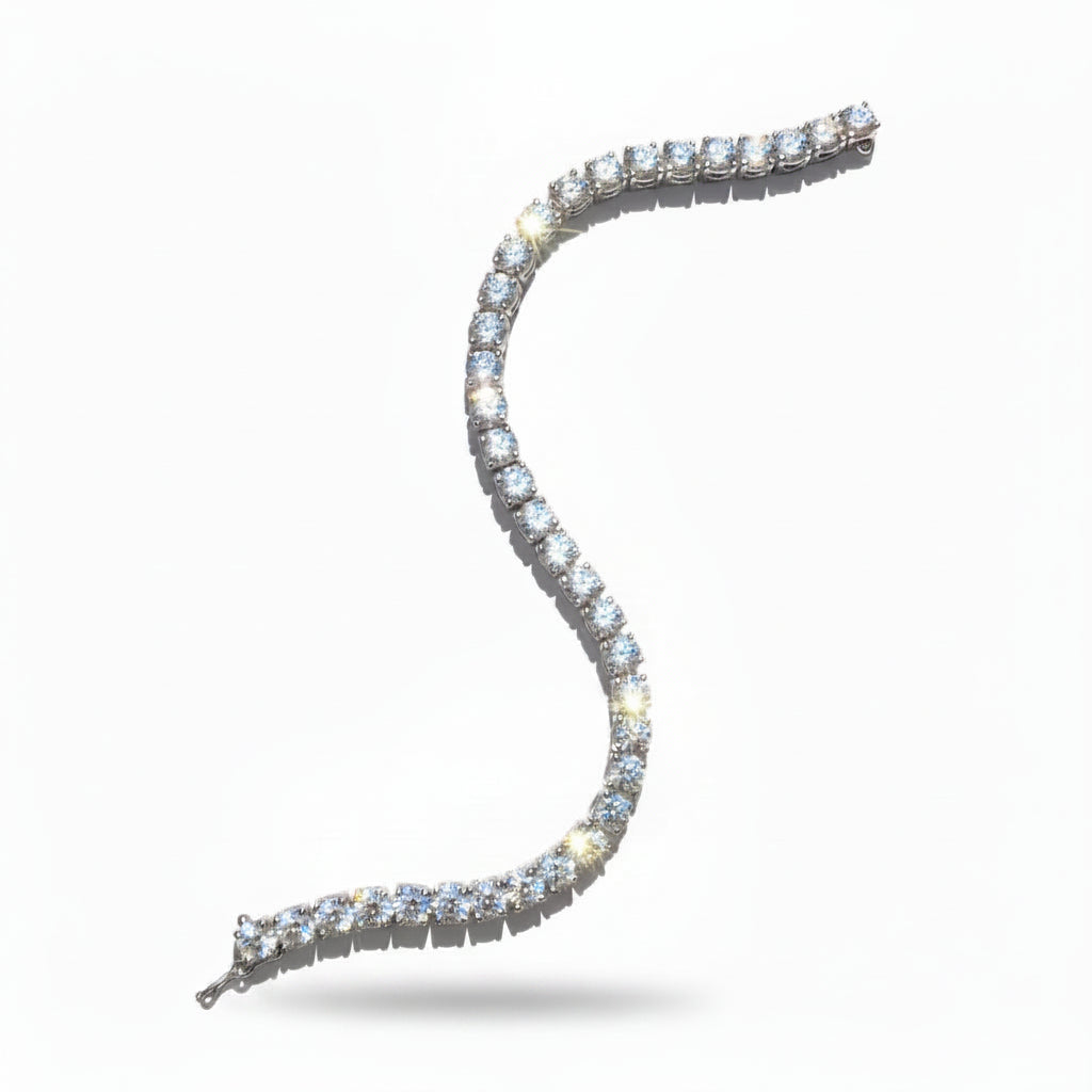 Solar Flare Ice Tennis Men's Silver Bracelet 
