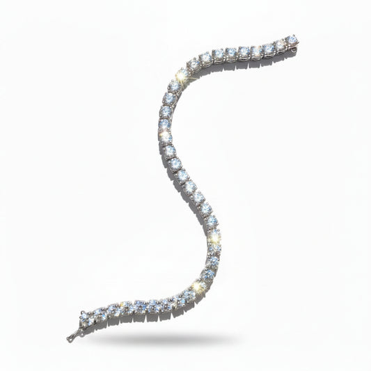 Solar Flare Ice Tennis Men's Silver Bracelet 