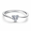 Solitaire Heart Charm Silver Ring for Women 