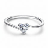 Solitaire Heart Charm Silver Ring for Women 