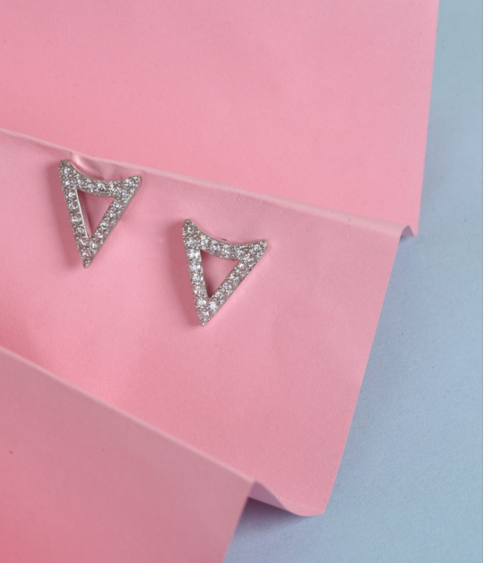 Triangle Shape Zirconia Silver Earring