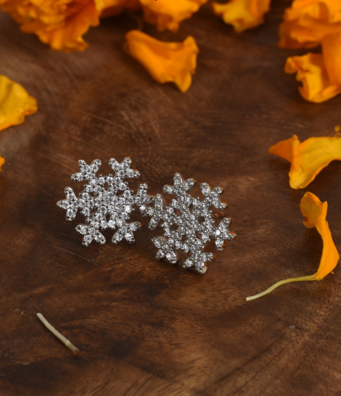 Snowflake Cubic Zirconia Silver Earring