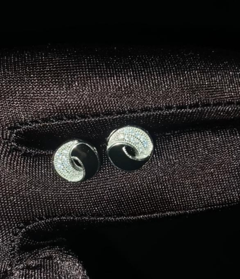 Half Moon Zirconia Silver Earring