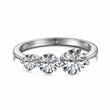 Three-Stone Radiance Silver Ring for Women 