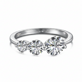 Three-Stone Radiance Silver Ring for Women 
