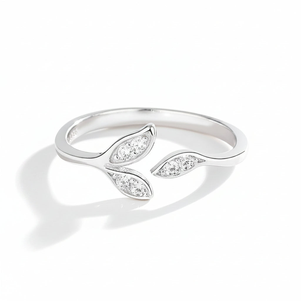 Twin Leaves Silver Ring for Women 