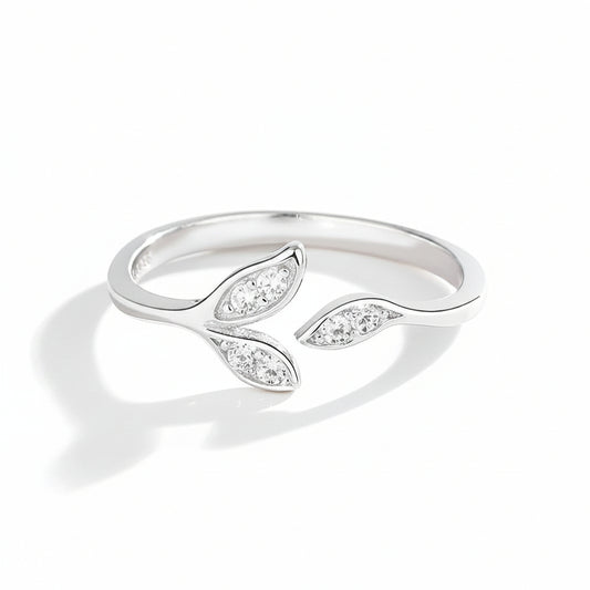 Twin Leaves Silver Ring for Women 
