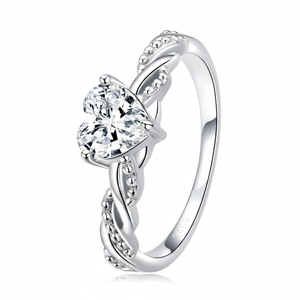 Twist Heart Radiance  Silver Ring for Women 