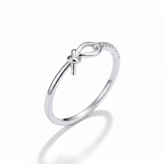 Unity Knot Sparkle Silver Ring for Women 