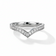 V‑Shaped Sparkle Band Silver Ring for Women 