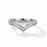 V‑Shaped Sparkle Band Silver Ring for Women 