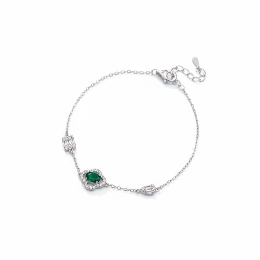 Verdant Aura Silver Bracelet For Women
