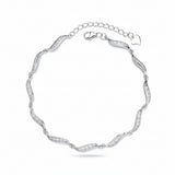 Wave Pave Cubic Zirconia Silver Bracelet For Women 