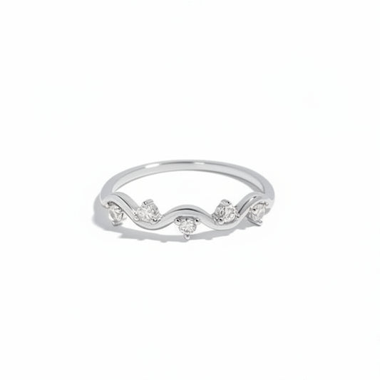 Wavy Elegance Silver Ring for Women 