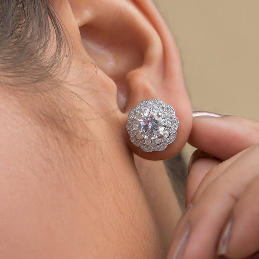 White simple design silver earring for girls and women