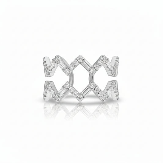 Zyra Zigzag Silver Ring for Women