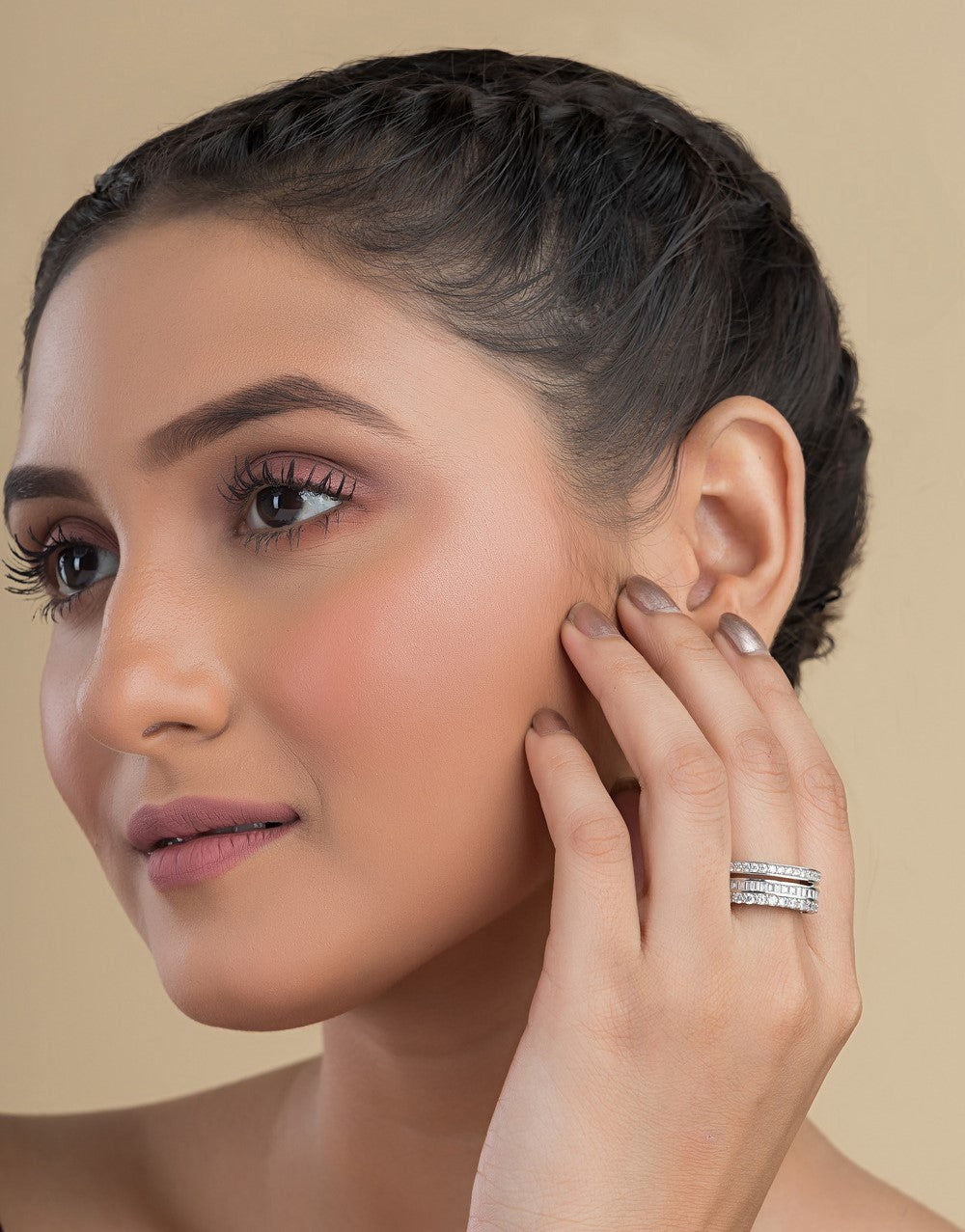 buy silver three rows 925 silver ring for women & Girls