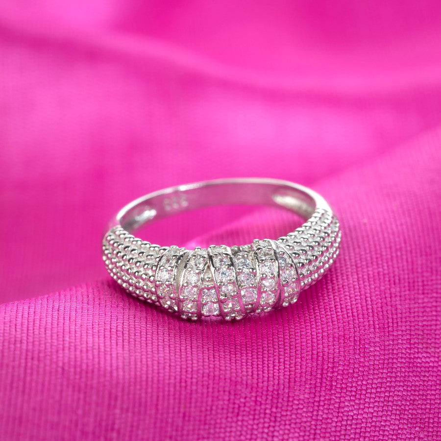 diamond plated Silver Ring for Ladies