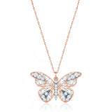 Rose gold butterfly 925 Silver Necklace For Women