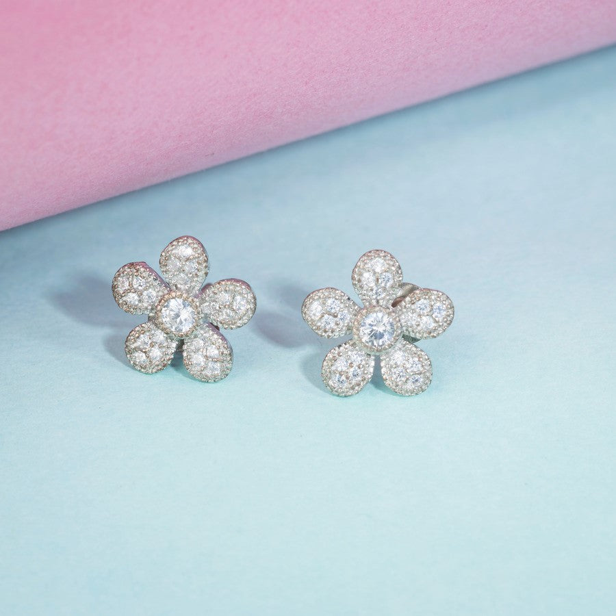 luxaore Flower design chandi ki earring for girls