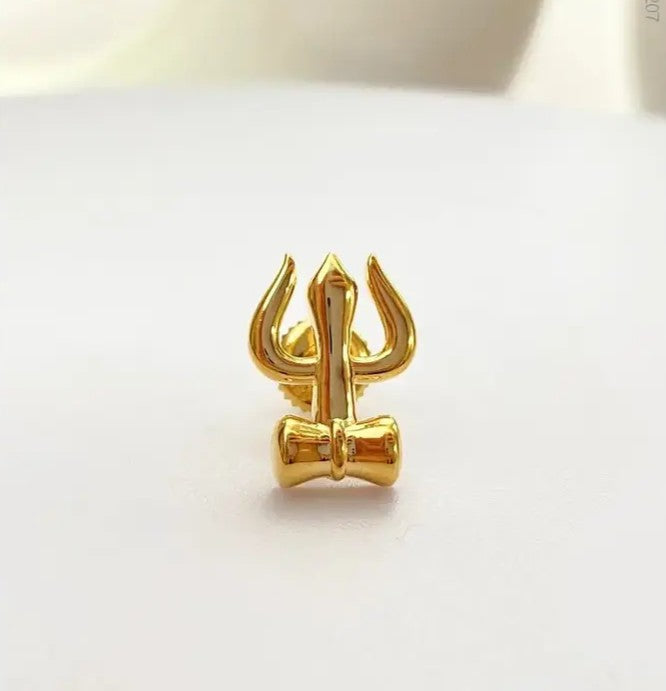 Mahadev Trishul  925 Silver Studs for Men
